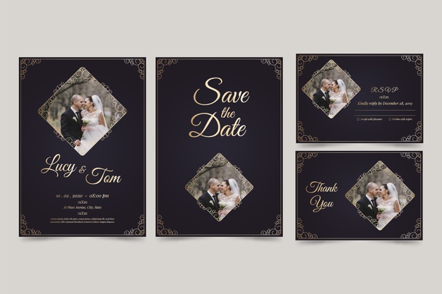 template desain undangan background gelap kombinasi emas